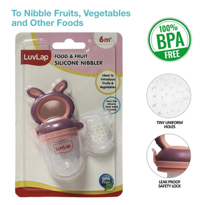 Silicone Food/Fruit Nibbler/Teether, Violet & Pink