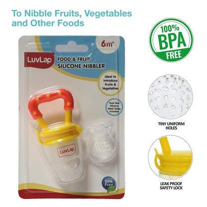 Silicone Food/Fruit Nibbler with Extra Mesh, Infant, Joystar Yellow, BPA Free