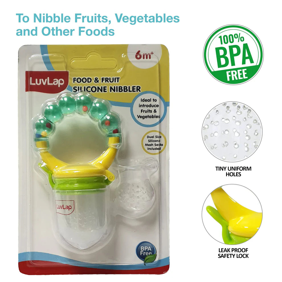 Silicone Food/Fruit Nibbler with Extra Mesh, Infant, Pearly Green, BPA Free