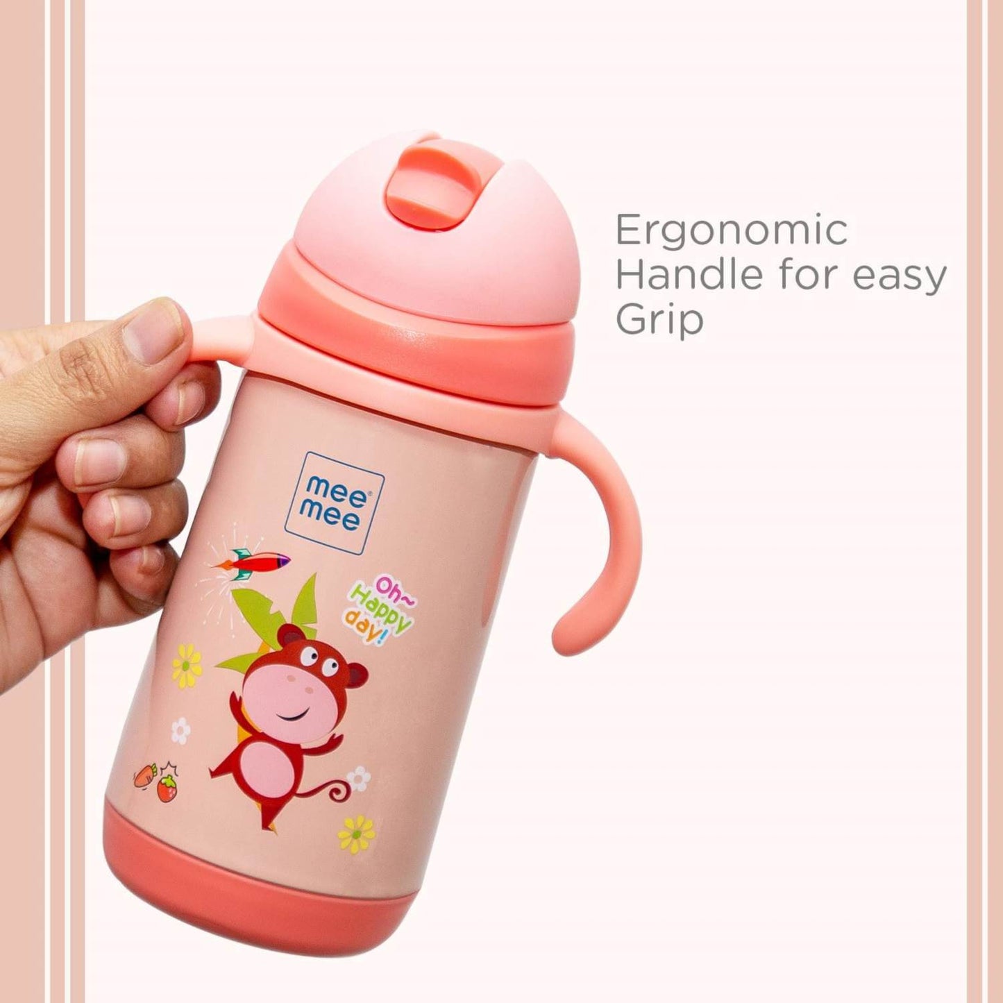 MeeMee Easy Slide Open Straw Sipper Cup (Pink)