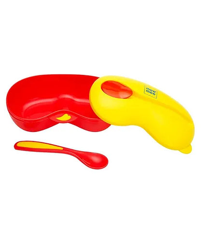 Mee Mee Air Tight Feeding Bowl With Spoon - Yellow Red