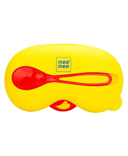 Mee Mee Air Tight Feeding Bowl With Spoon - Yellow Red