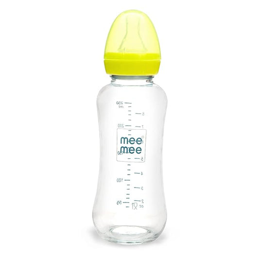 Mee Mee Premium Glass Feeding Bottle (240 ml, Green)