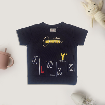 Creative Printed Black T-Shit for Kids