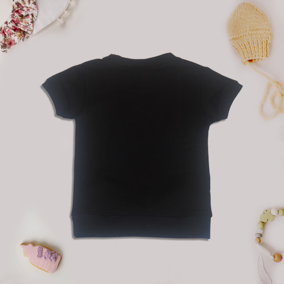 Colorblocked Black T-Shirt for Kids