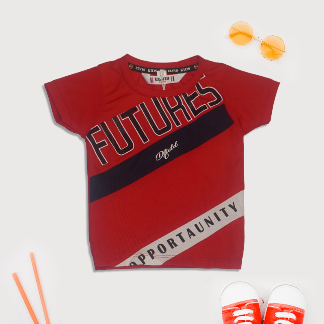 Futures Printed Red T-Shirt for Kids