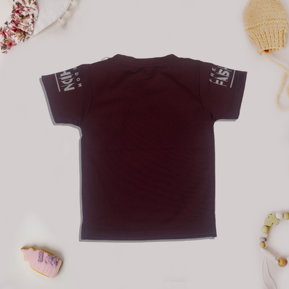 Maroon Text Printed T-Shirt for Kids