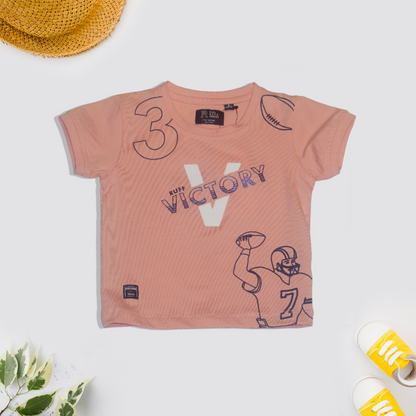 Kids Pastel Pink Printed T-Shirt