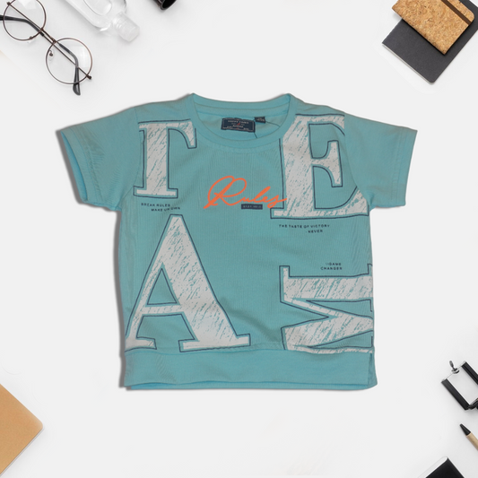 Kids Light Blue Printed T-Shirt