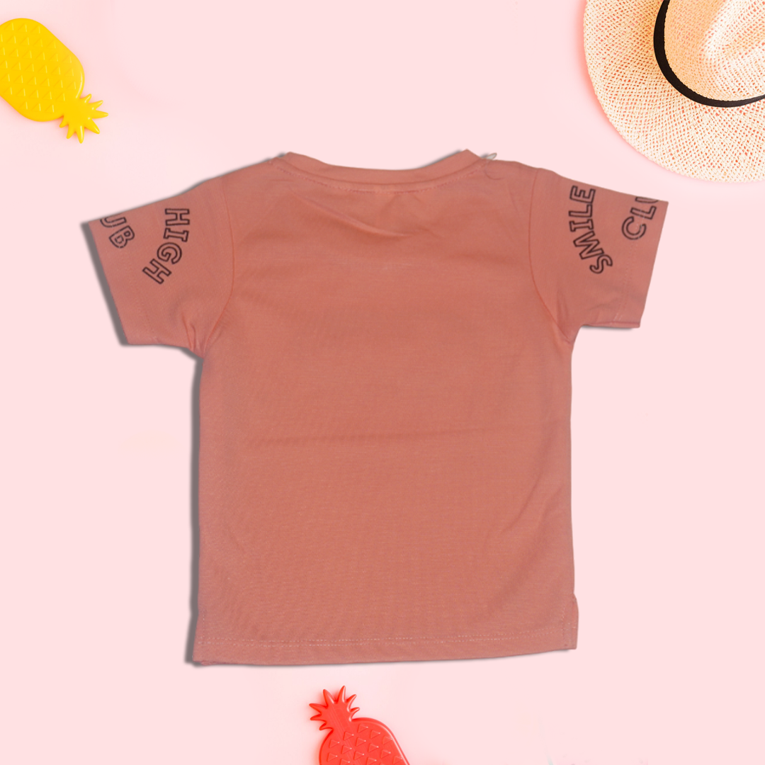 Georgie Printed Pastel Pink T-Shirt for Kids