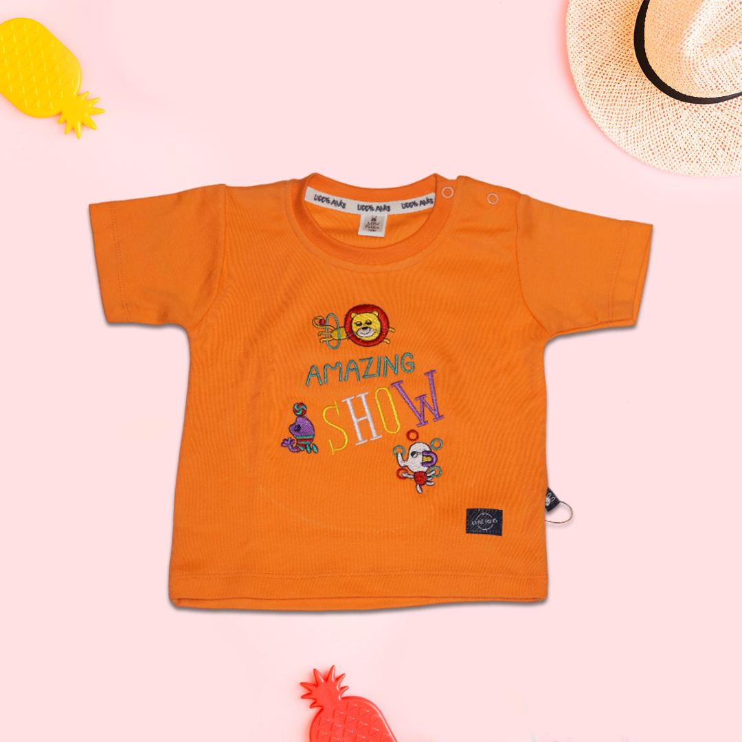 Kids Orange T-Shirt and Denim Shorts Set