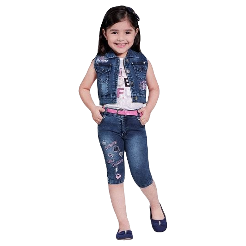 Little Girl Jean Set with Pink Shirt