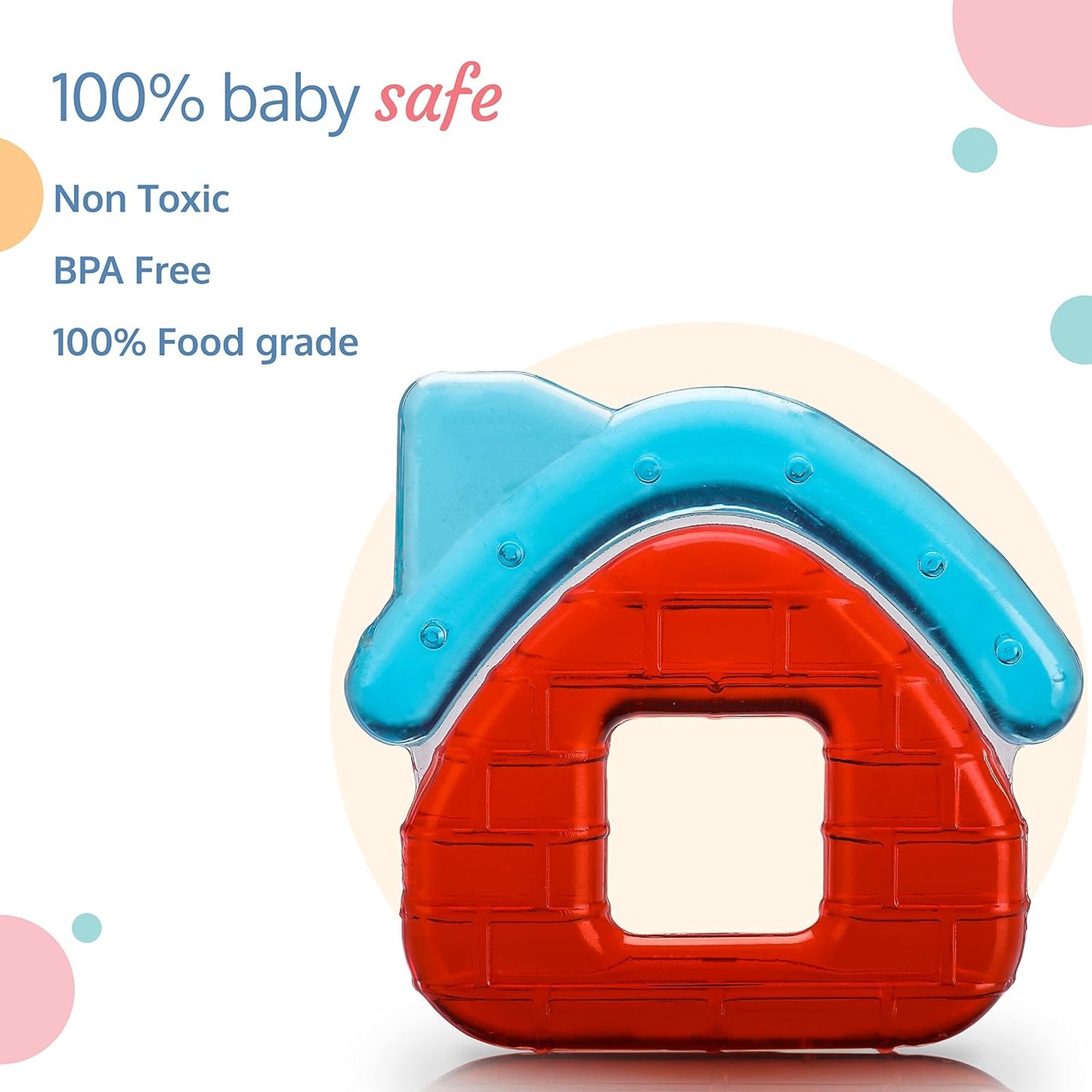 Luv Lap Silicone Water Filled  Teether, Contains Distilled Water  to Soothe Teething Baby Gums, BPA Free, Odourless, Easy to Grip for Babies, Bright & Multicolour