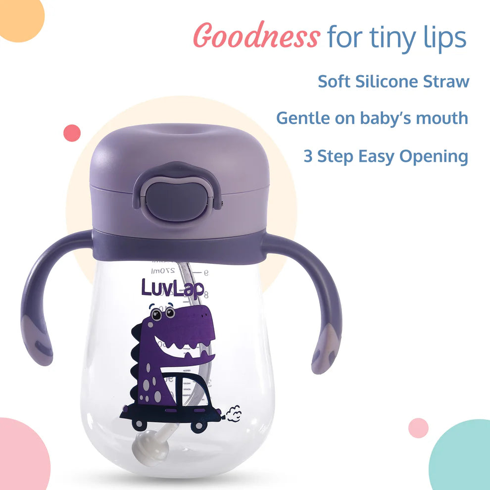 Baby Bite Resistant Soft Straw Sipper 300 ml, Purple