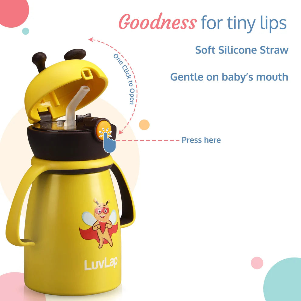 Steel Straw Sipper, Yellow, 550ml