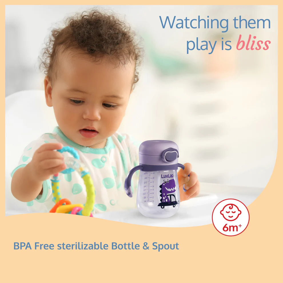 Baby Bite Resistant Soft Straw Sipper 300 ml, Purple