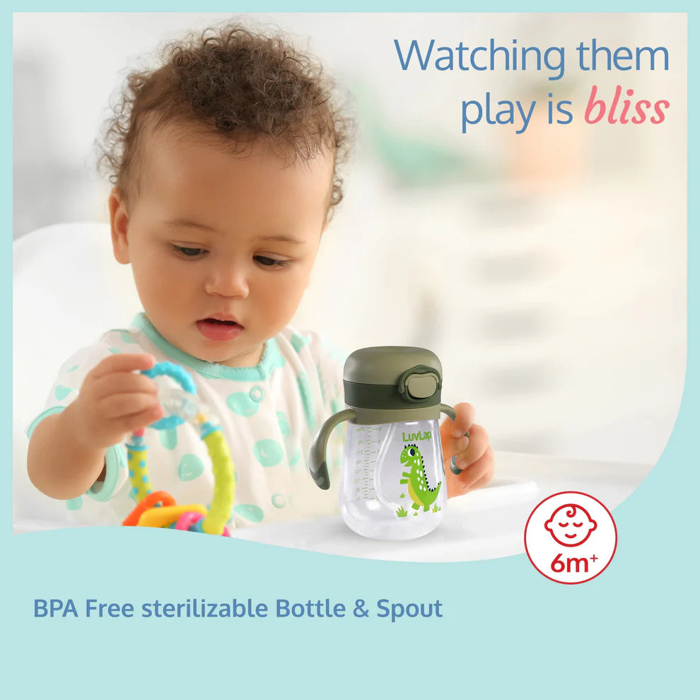 Baby Bite Resistant Soft Straw Sipper, 300 ml, Green