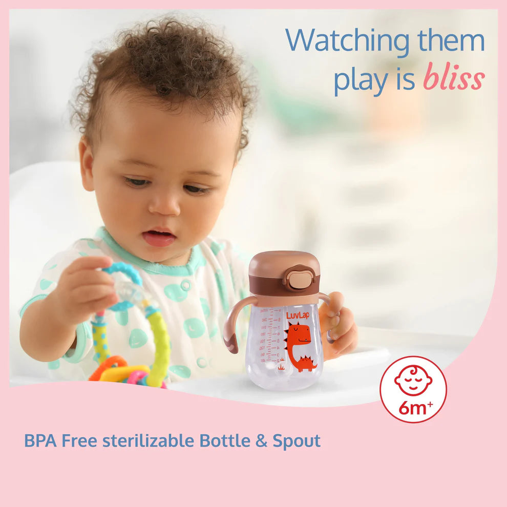 Baby Bite Resistant Soft Straw Sipper Cup, 300 ml, Pink