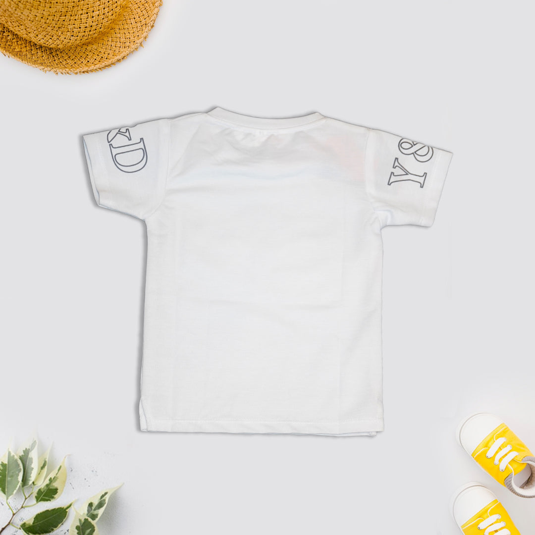 Boys White Graphic Print T-Shirt