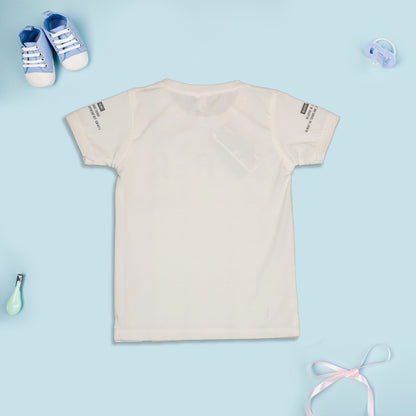 White Striped Printed T-Shirt for Boys