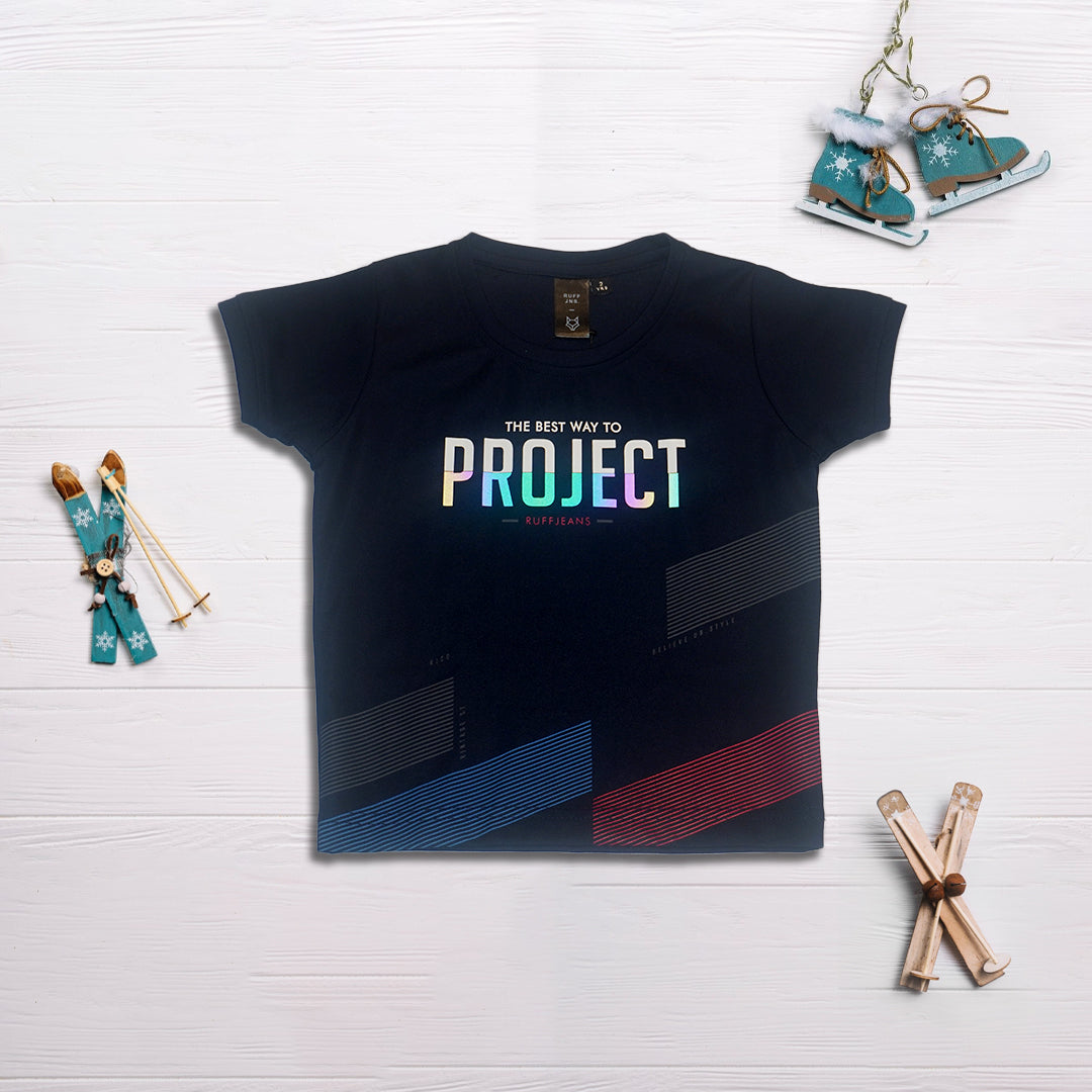 Boys Colorblocked Black T-Shirt