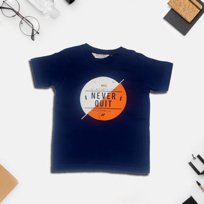 Boys Printed T-Shirt (Navy Blue)