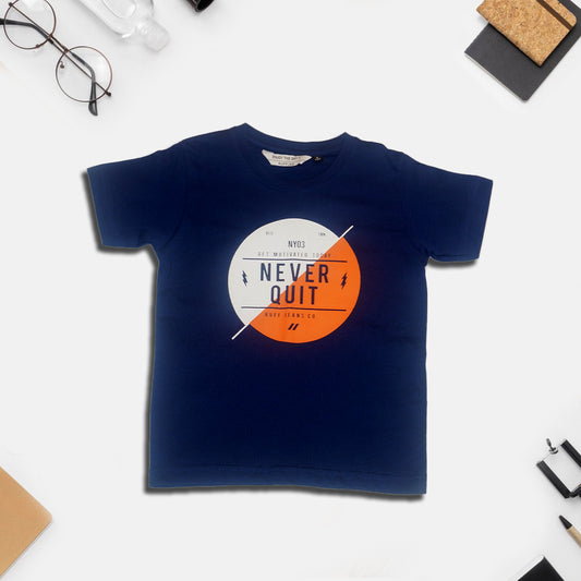 Boys Printed T-Shirt (Navy Blue)