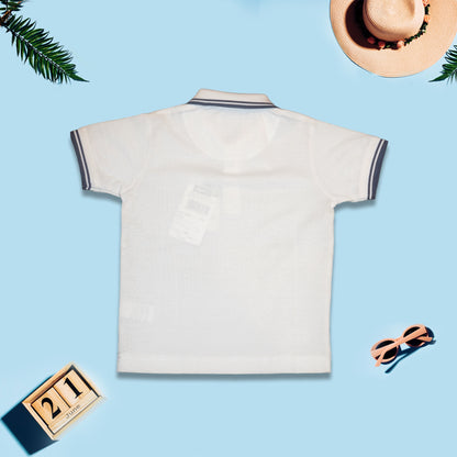 Boys White Solid T-Shirt