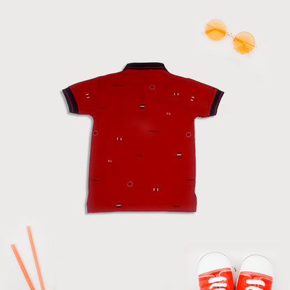 Boys Red All-Over Print T-Shirt