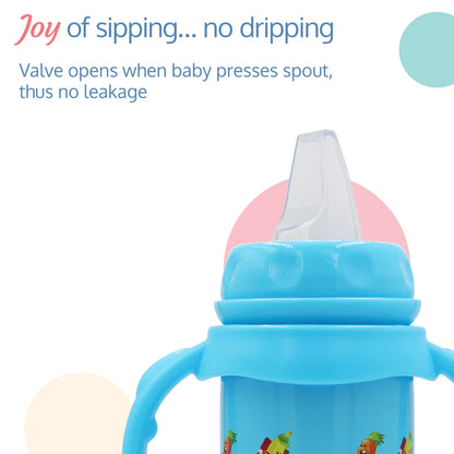 4 in 1 Slim Neck Steel Baby bottle cum Sipper, Blue, 240 ml