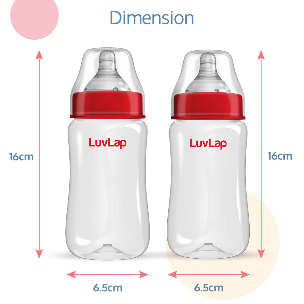 Anti-Colic Wide Neck Natura Flo Baby Feeding Bottle, 250ml, Red  (Pack of 2)