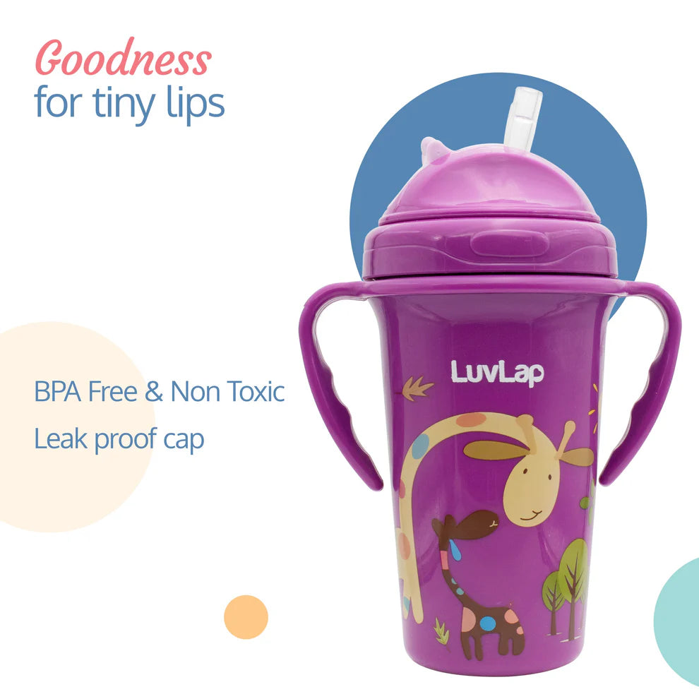 Tiny Giffy Straw Sipper, 300Ml, Purple