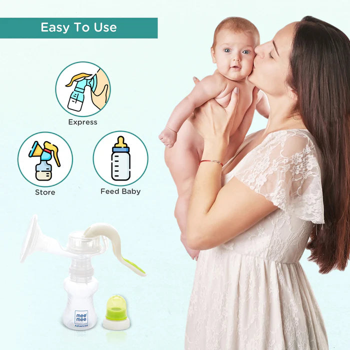 Mee Mee BPA Free Comfort Manual Breast Pump for Nursing & Breastfeeding (White)