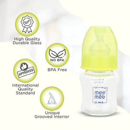 Mee Mee Premium Baby Glass Feeding Bottle (50 ml, Green)