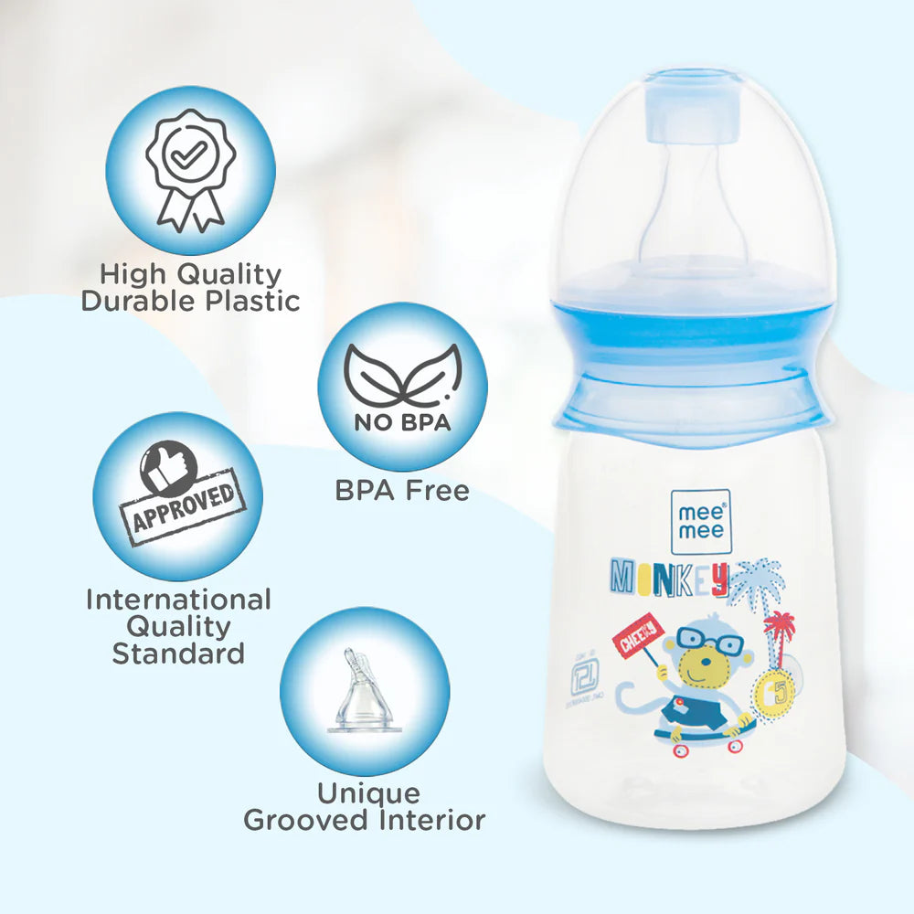 Mee Mee Premium Baby Feeding Bottle (130 ml, Blue)