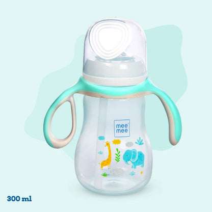 Mee Mee 2 In 1 Anti-Spill Sipper Cup (300 Ml) | Kids Sippy Cup With Soft Silicone Spout & Straw (Blue)