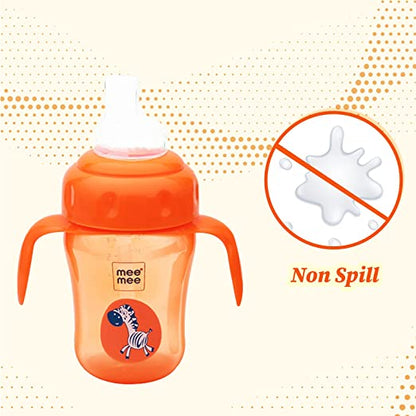 Straw Sipper Cup (240 Ml) | Anti-Spill Sippy Cup With Soft Silicone Spout & Straw (Orange)