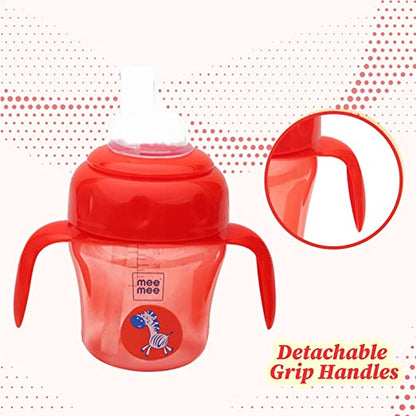 Straw Sipper Cup (240 Ml) | Anti-Spill Sippy Cup With Soft Silicone Spout & Straw (Red)