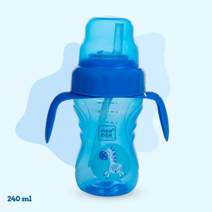 Mee Mee 2 In 1 Spout & Straw Sipper Cup (240 Ml) | Anti-Spill Sippy Cup With Soft Silicone Spout & Straw (Blue)