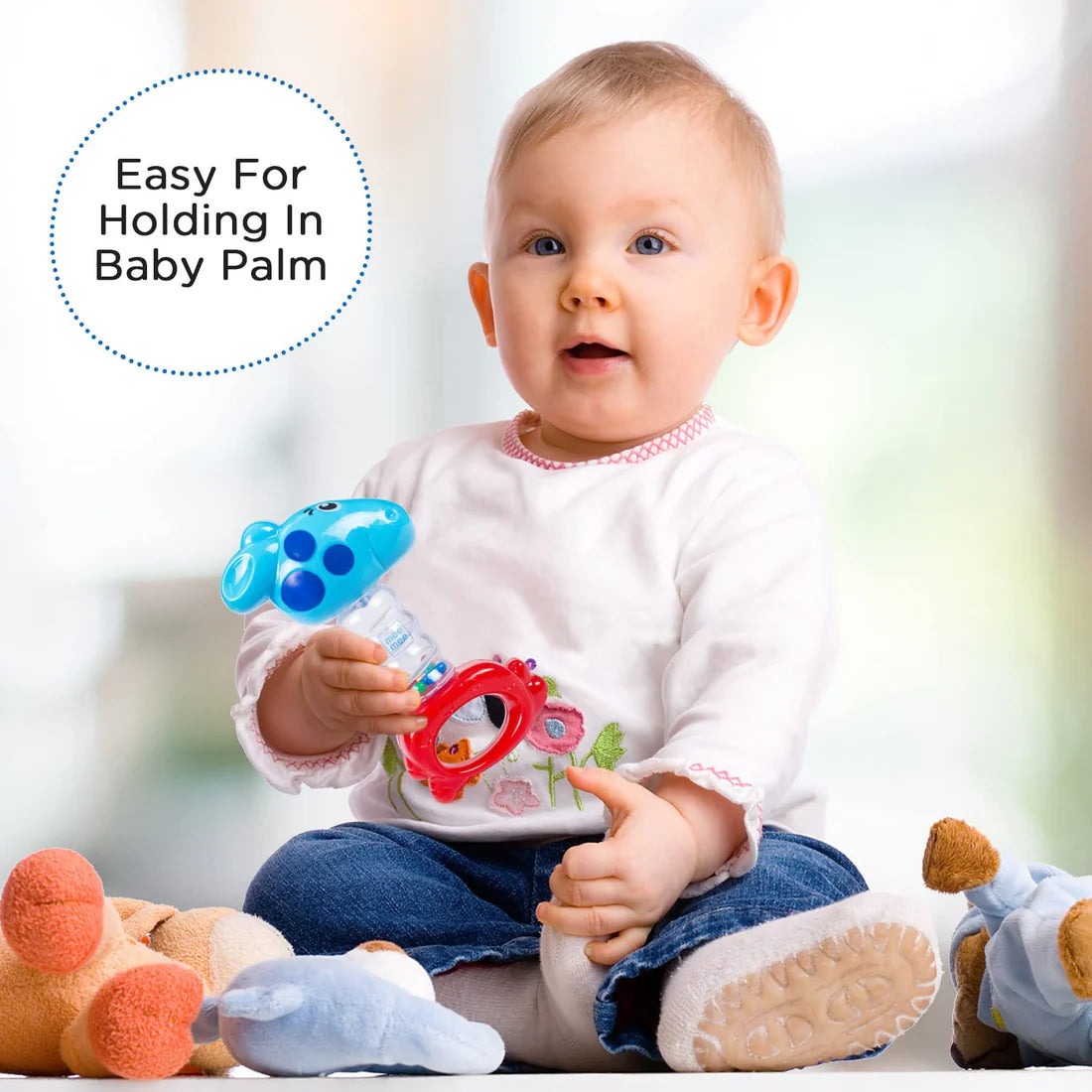 Mee Mee Cheerful Rattle Toy | Bpa Free 360° Rotating Rattle With Baby Grip Design (Blue)