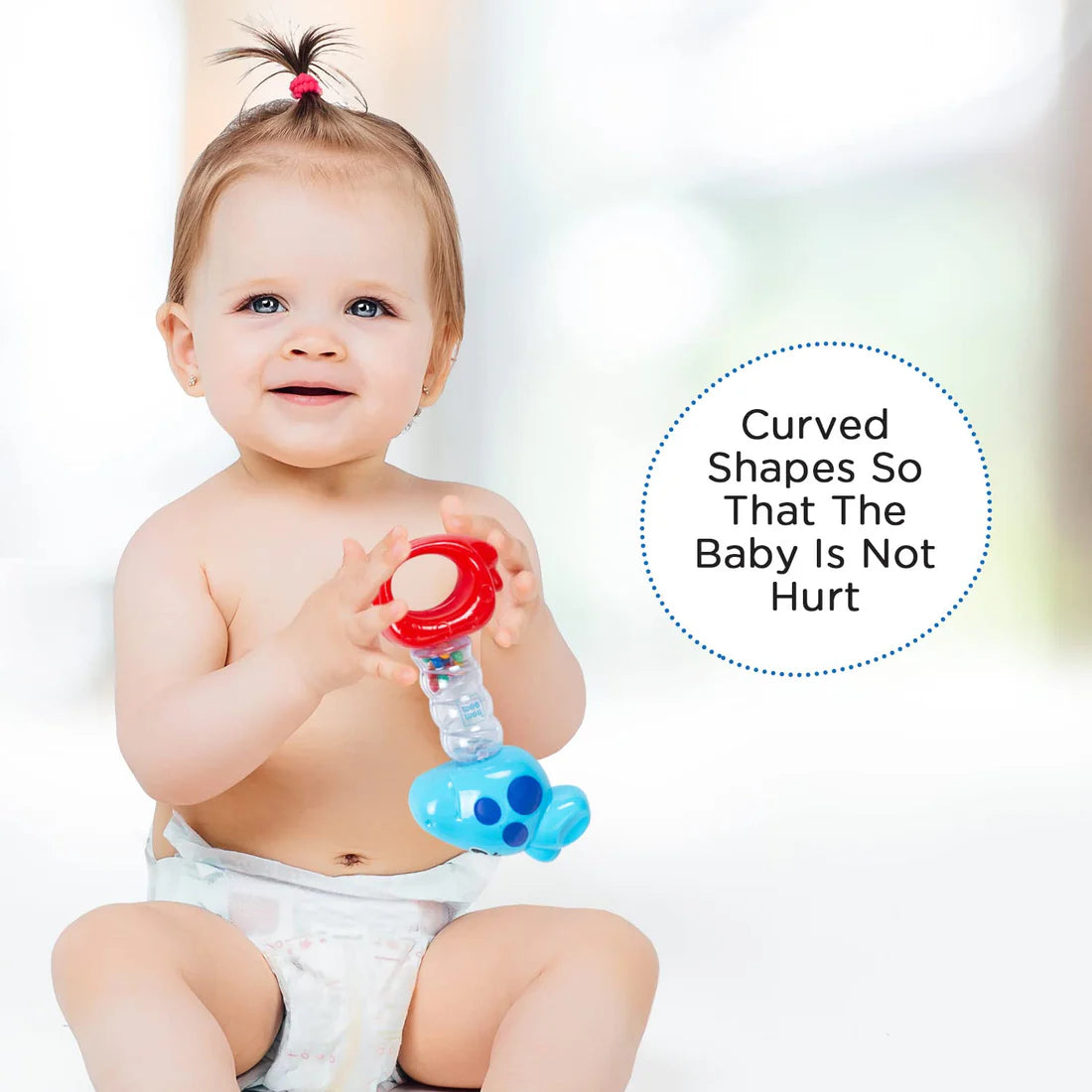 Mee Mee Cheerful Rattle Toy | Bpa Free 360° Rotating Rattle With Baby Grip Design (Blue)