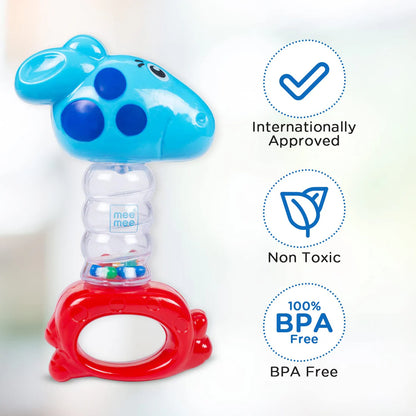 Mee Mee Cheerful Rattle Toy | Bpa Free 360° Rotating Rattle With Baby Grip Design (Blue)