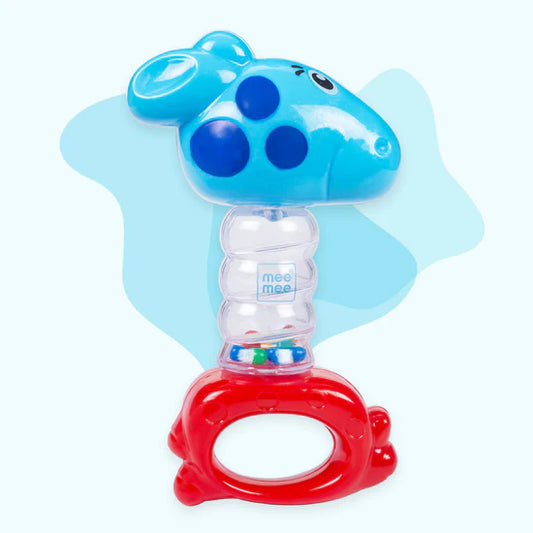 Mee Mee Cheerful Rattle Toy | Bpa Free 360° Rotating Rattle With Baby Grip Design (Blue)