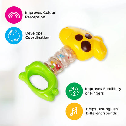 MEE MEE CHEERFUL RATTLE TOY | BPA FREE 360° ROTATING RATTLE WITH BABY GRIP DESIGN (YELLOW)