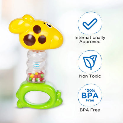 MEE MEE CHEERFUL RATTLE TOY | BPA FREE 360° ROTATING RATTLE WITH BABY GRIP DESIGN (YELLOW)