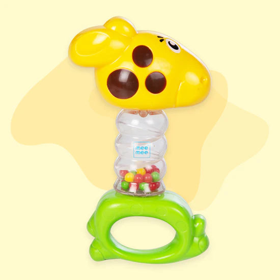 MEE MEE CHEERFUL RATTLE TOY | BPA FREE 360° ROTATING RATTLE WITH BABY GRIP DESIGN (YELLOW)