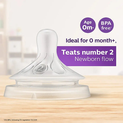 Avent Natural Response Teat for Newborn Babies | Flow 2 | Pack of 2 |