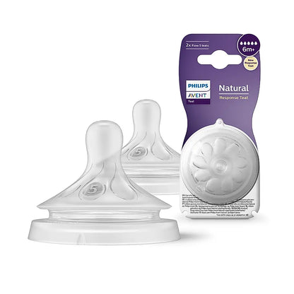 Avent Natural Response Teat for Babies Aged 6 months and above| Flow 5 | Pack of 2 | BPA Free |