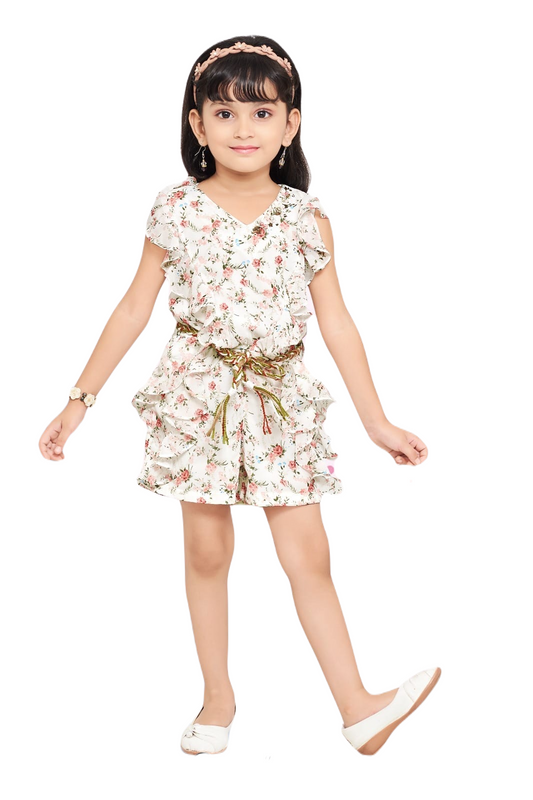 Western dress in Cream Color for Girls