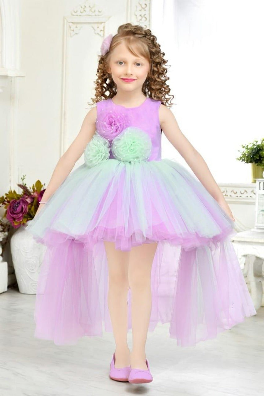 Kids Lavender Sequin Party Wear